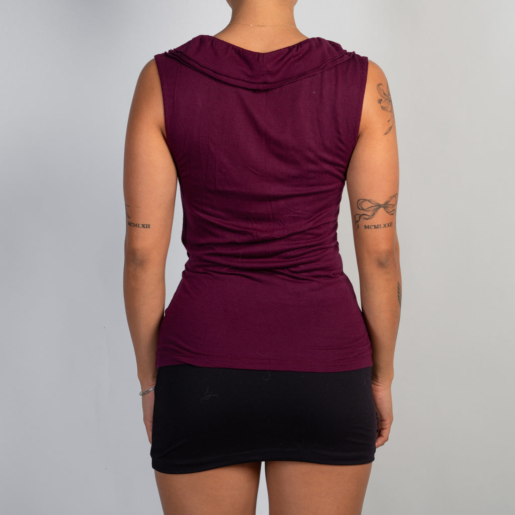 MAROON RUFFLE TANK TOP