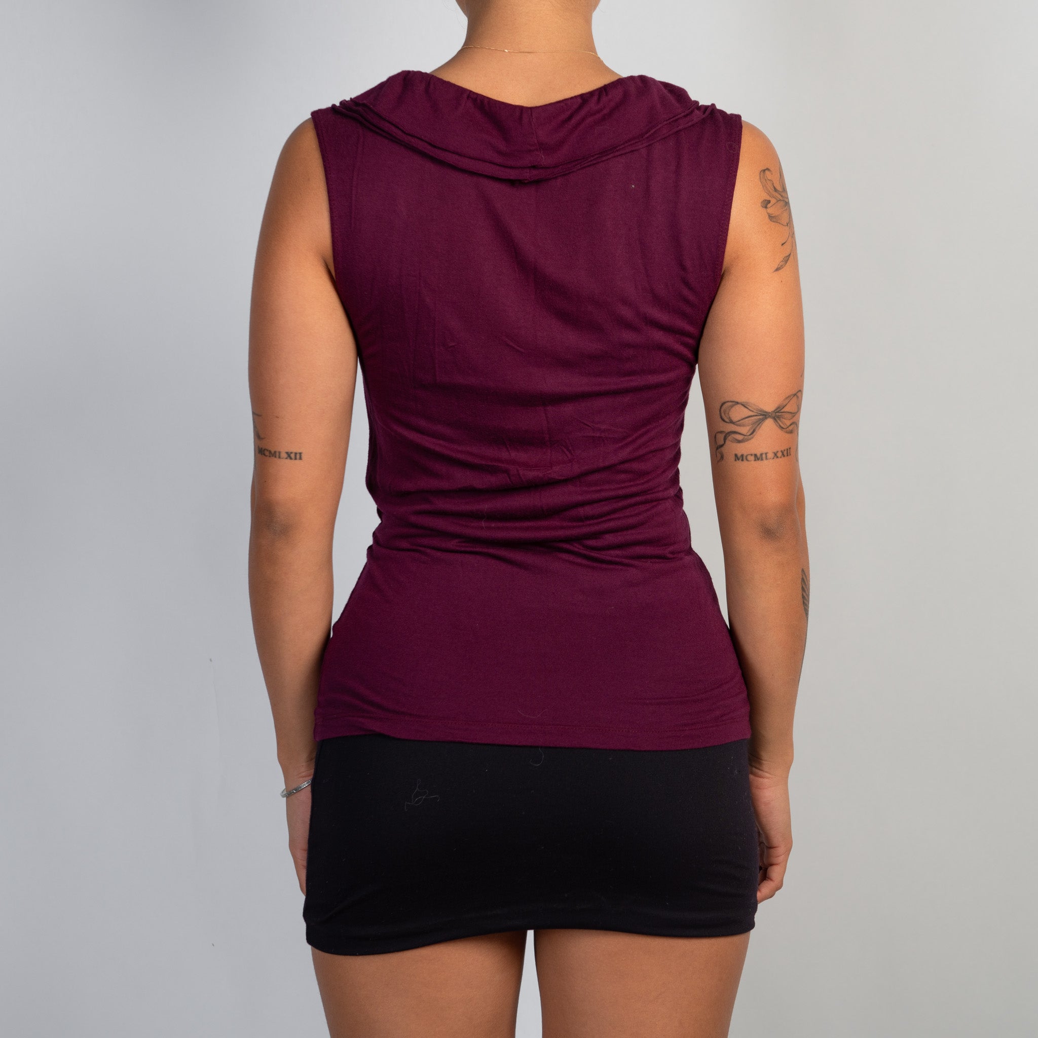 MAROON RUFFLE TANK TOP