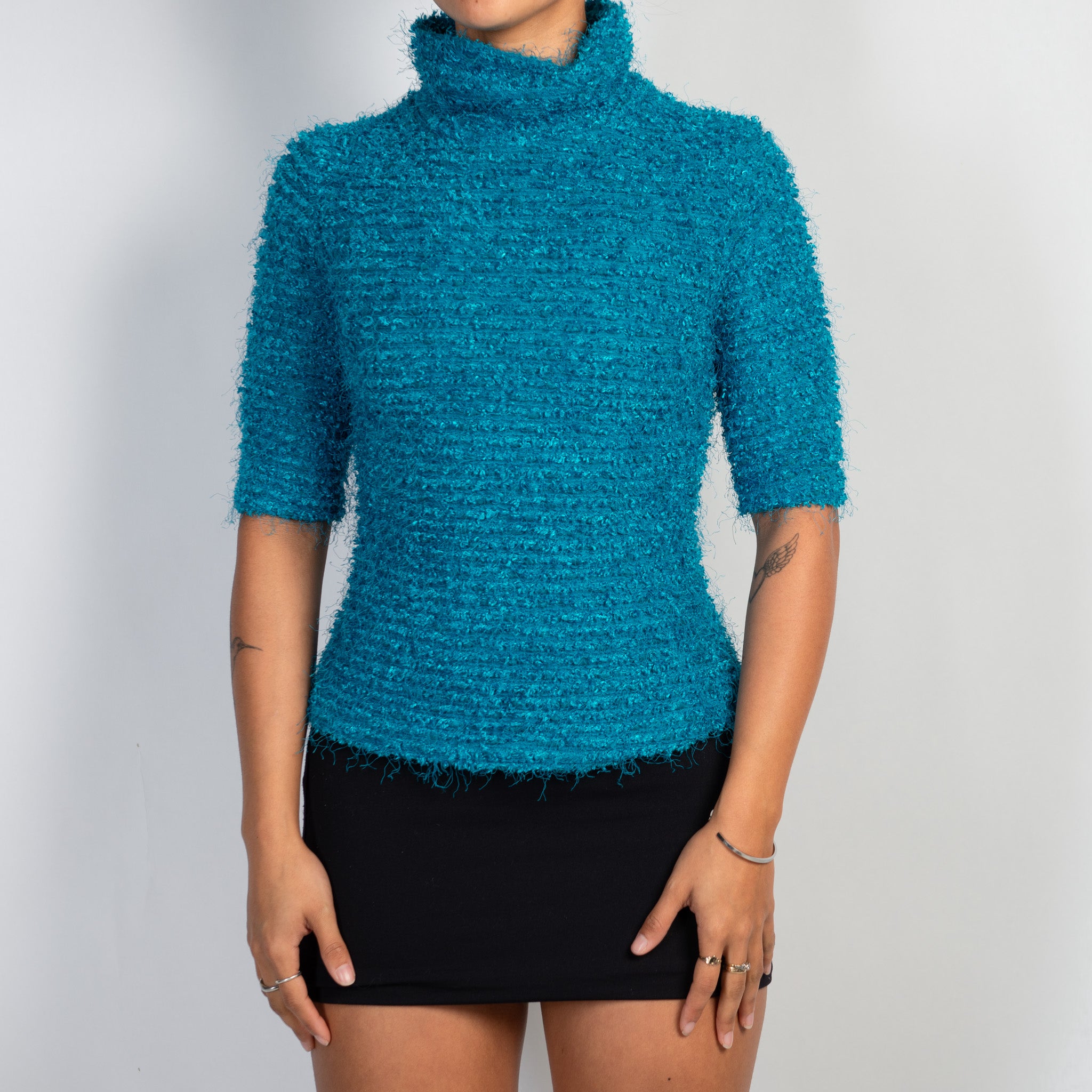 TEAL FUZZY TOP