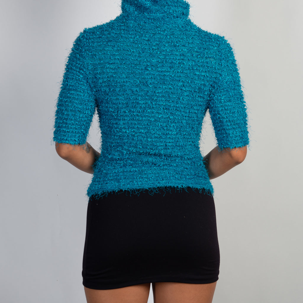 TEAL FUZZY TOP