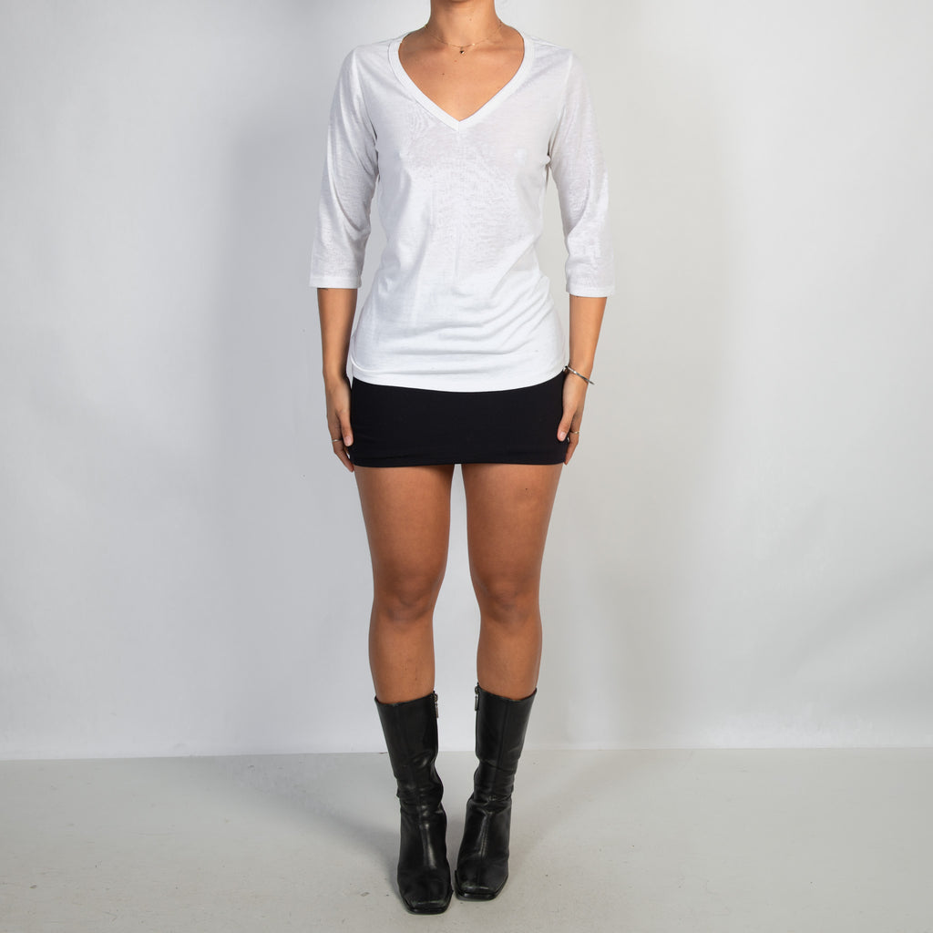 WHITE COTTON 3/4 SLEEVE TOP