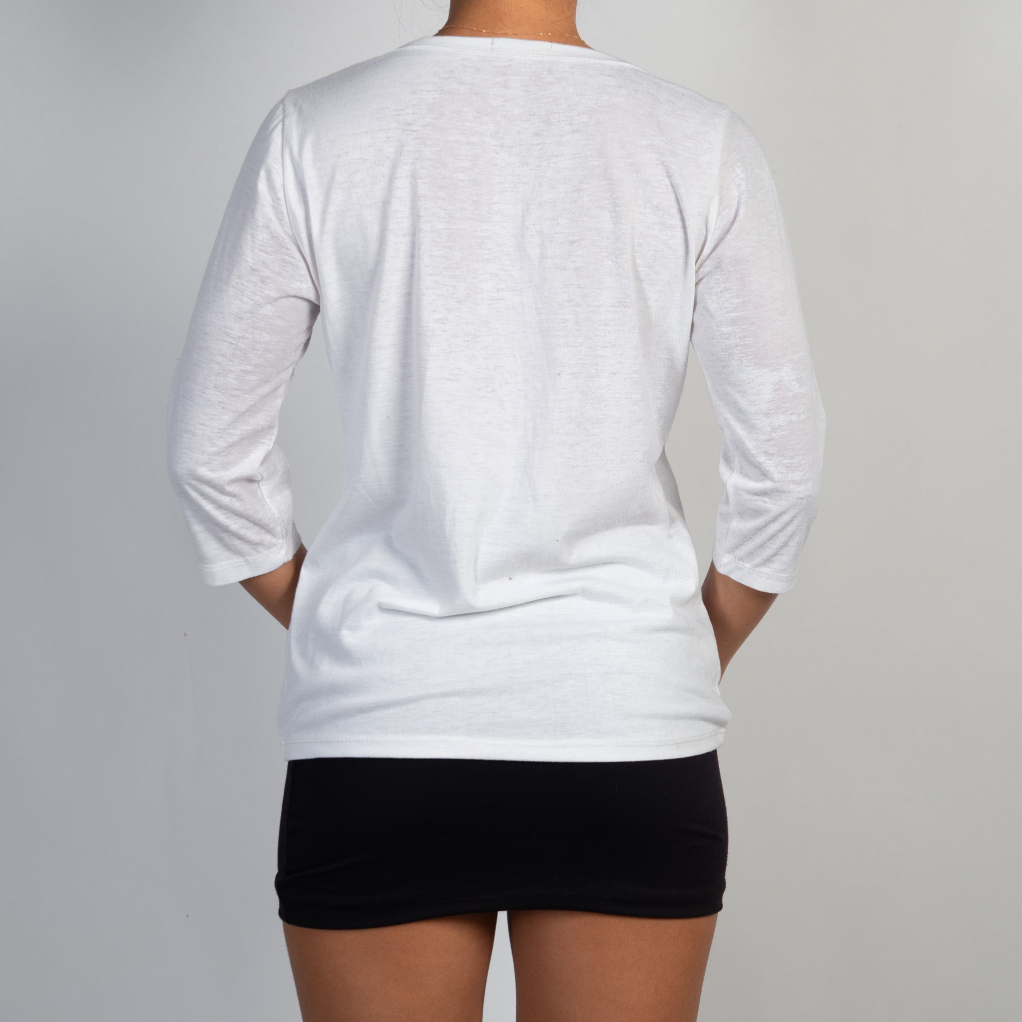 WHITE COTTON 3/4 SLEEVE TOP