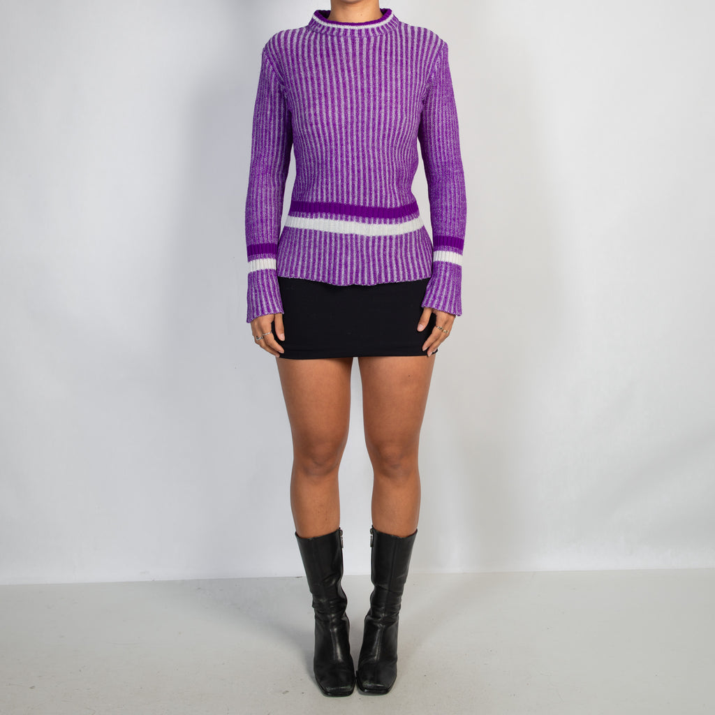 PURPLE STRIPE KNIT TOP