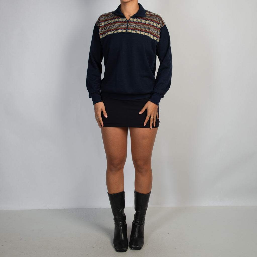 NAVY QUARTER ZIP JUMPER