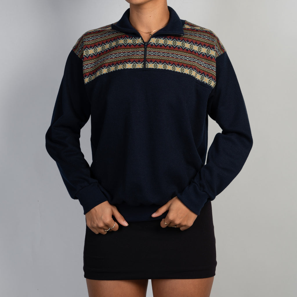 NAVY QUARTER ZIP JUMPER