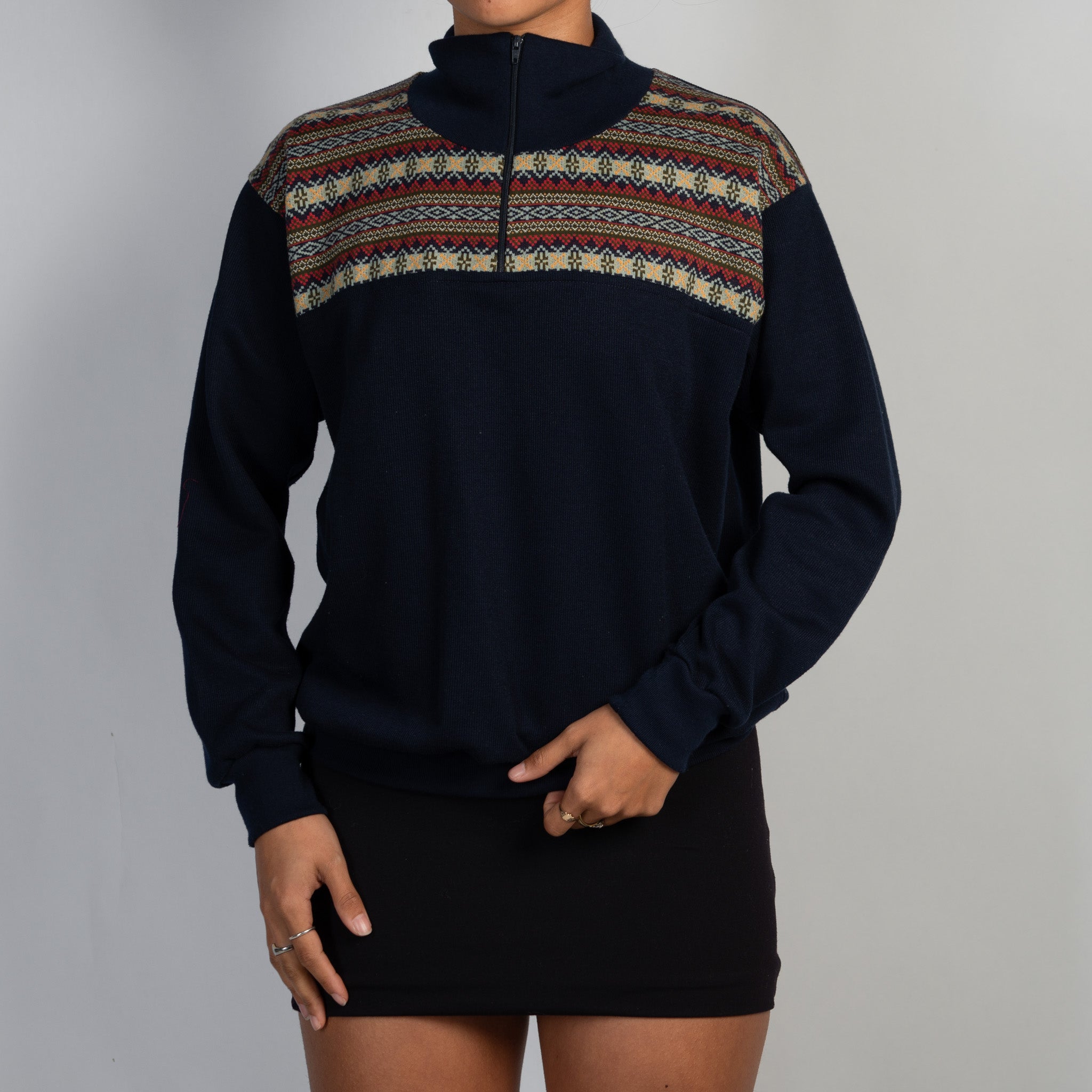 NAVY QUARTER ZIP JUMPER