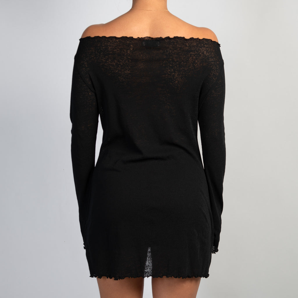 BLACK MESH LONG SLEEVE TOP