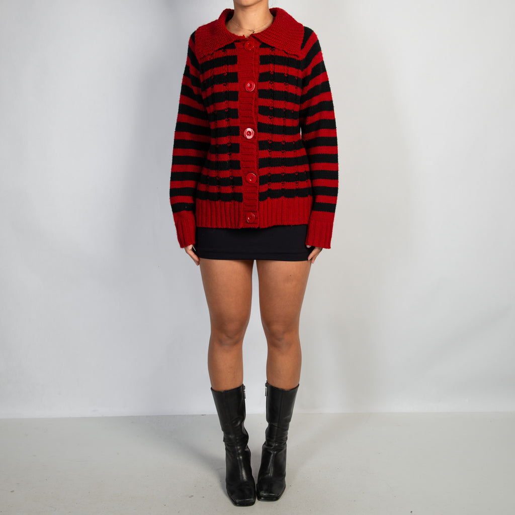 RED STRIPE CARDIGAN