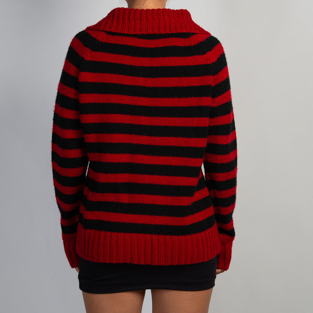 RED STRIPE CARDIGAN