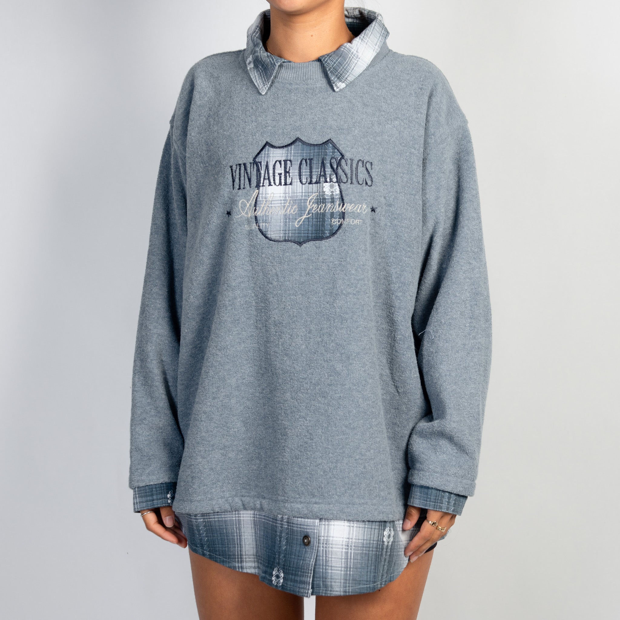 LAYERED FLANNEL SWEATER