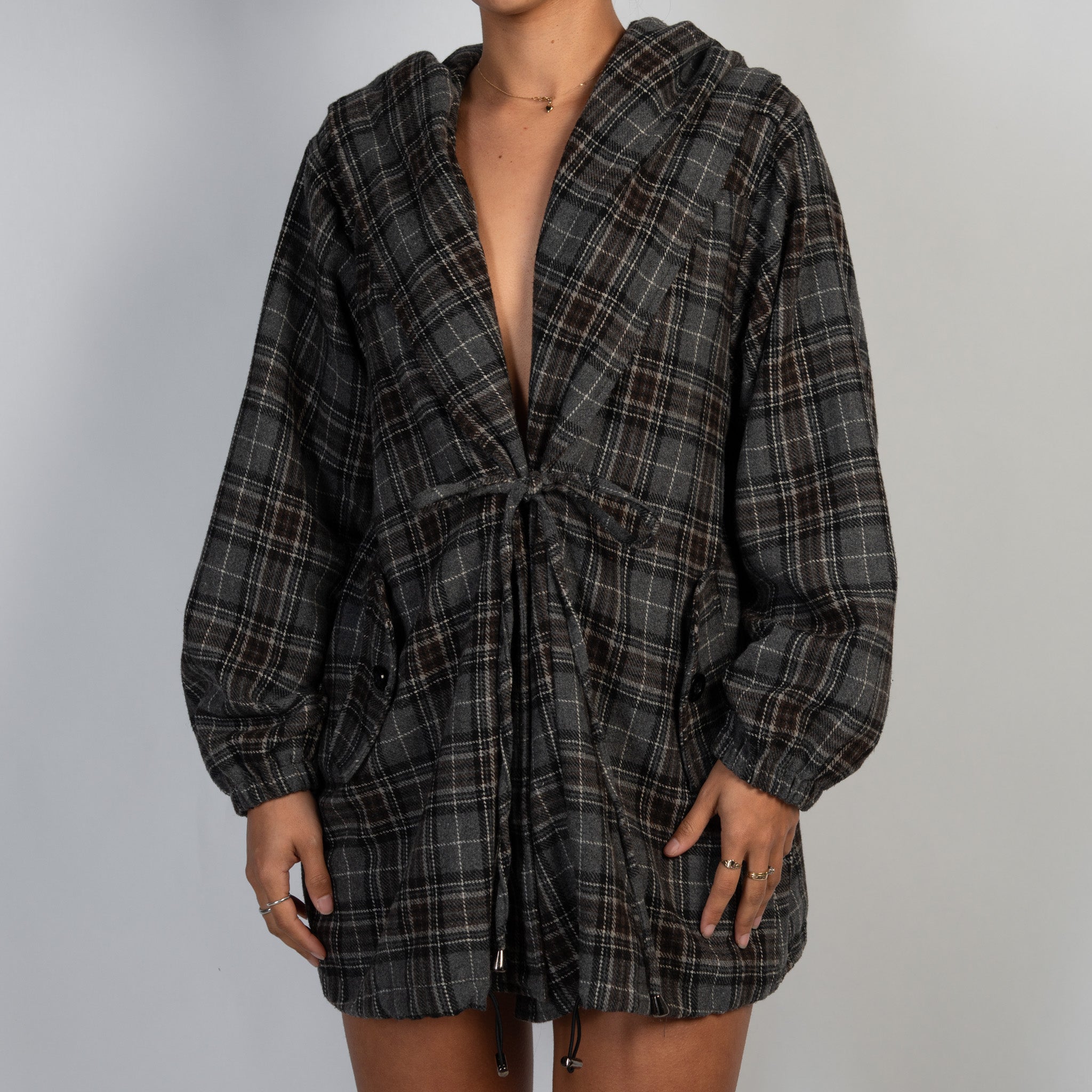 GREY WOOL PLAID JACKET