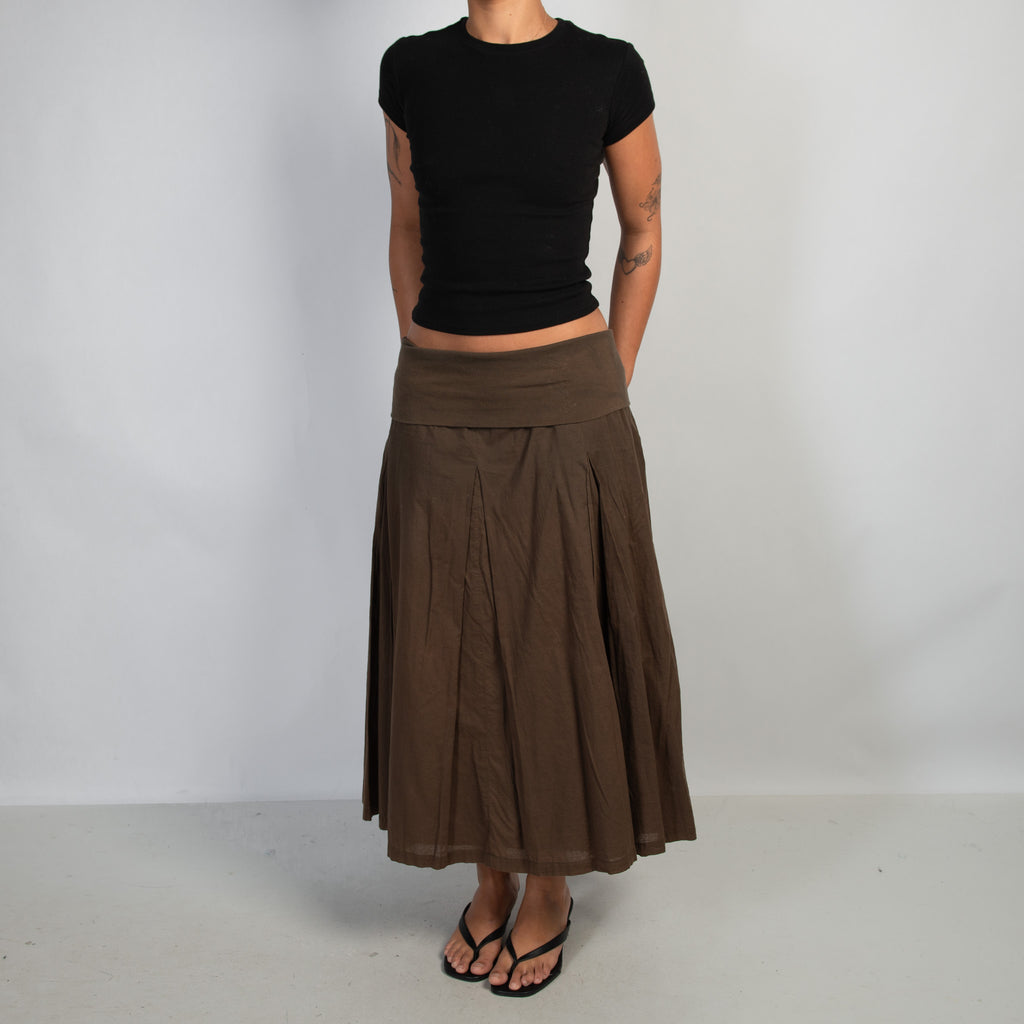 KHAKI FOLD OVER SKIRT