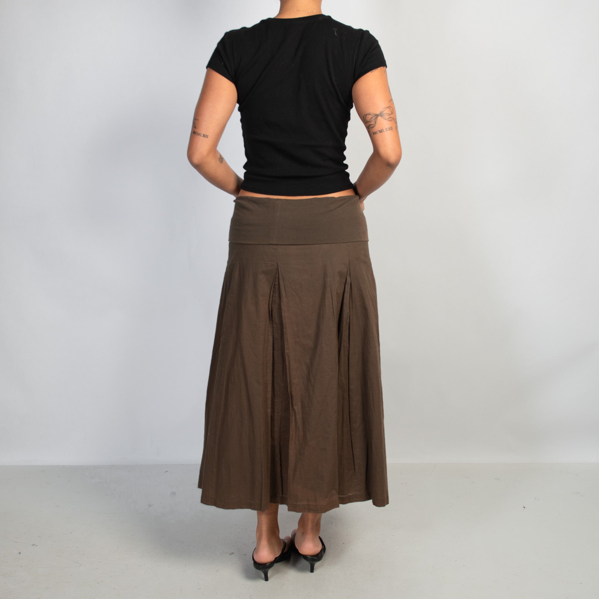 KHAKI FOLD OVER SKIRT