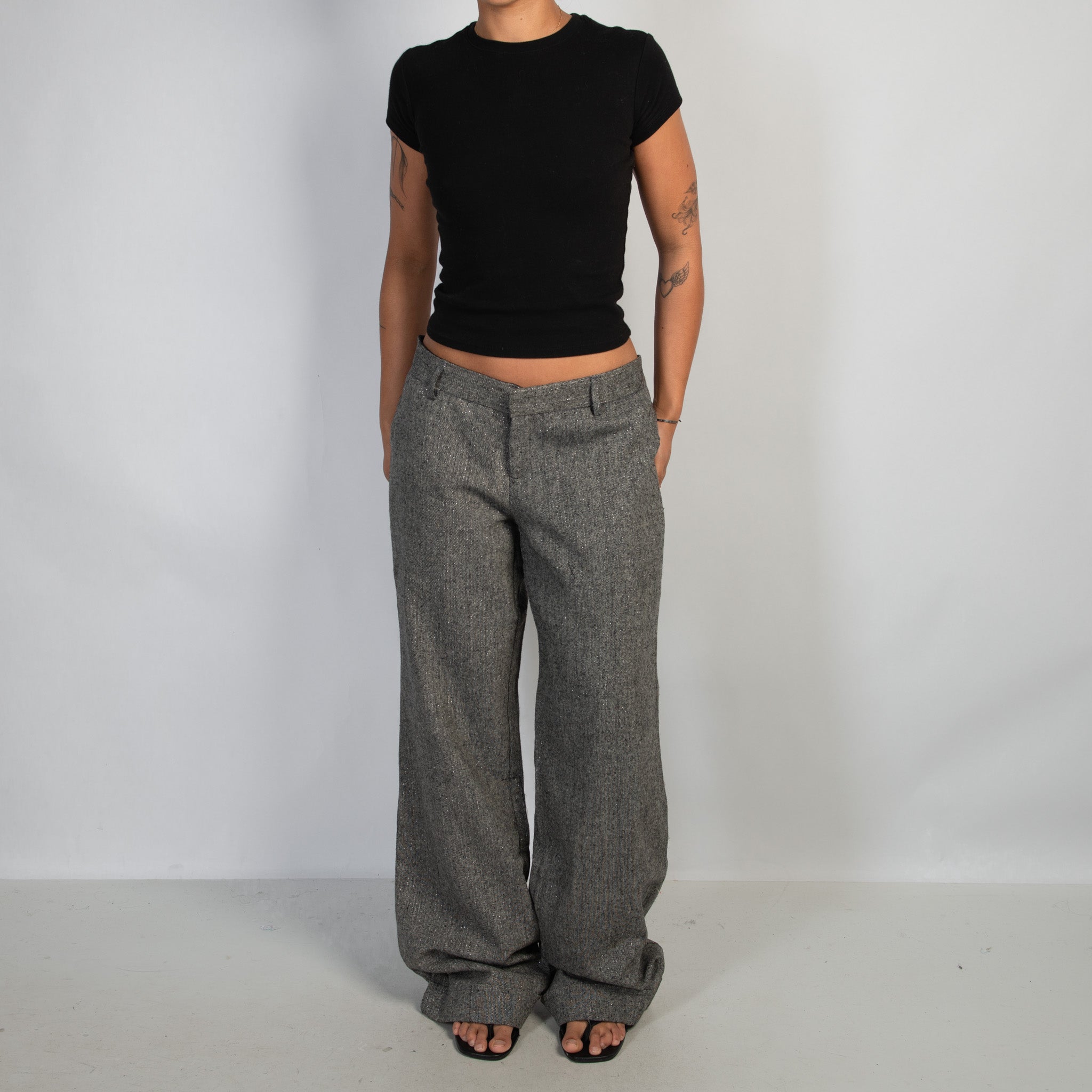 WOOL BLEND WIDE LEG PANTS