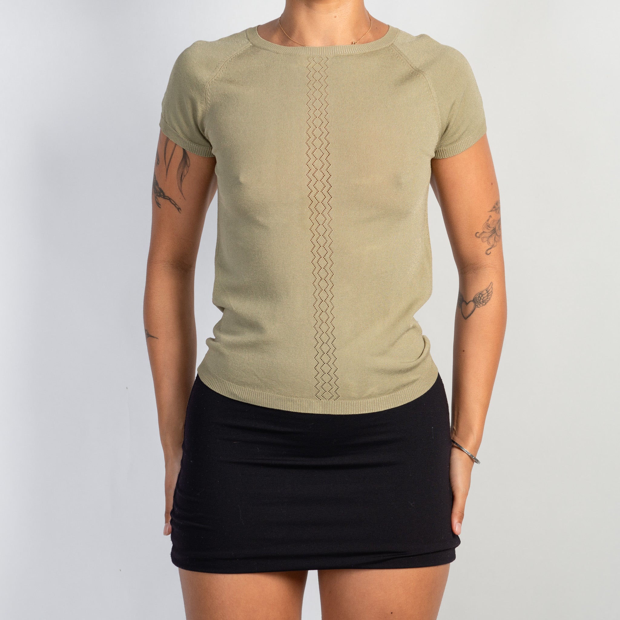 PALE GREEN KNIT TEE