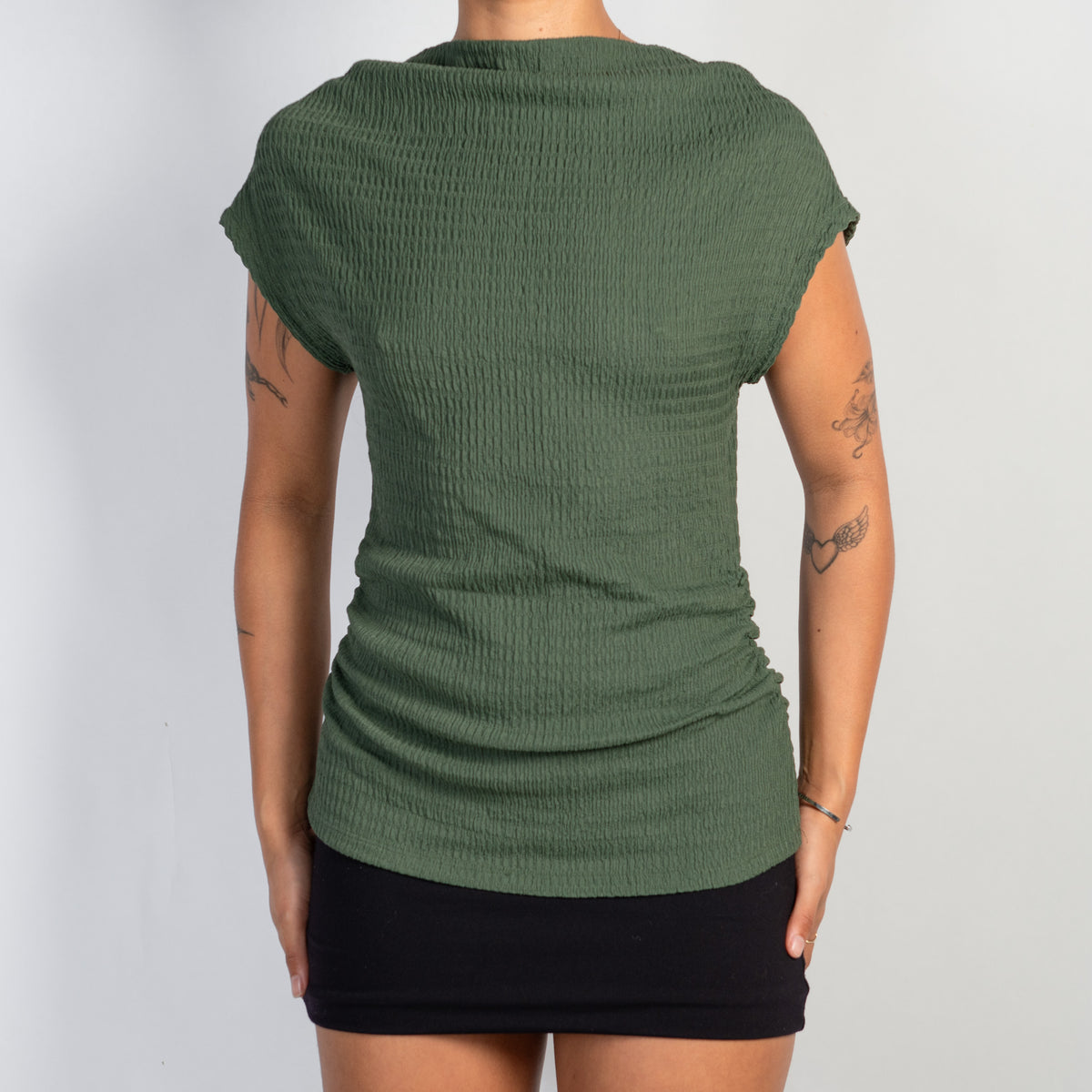 GREEN TEXTURED TOP
