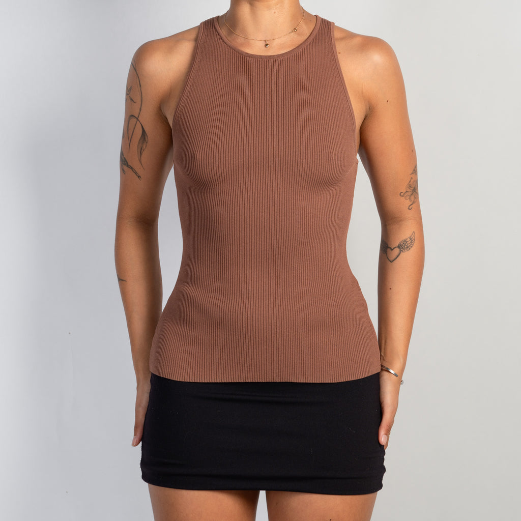 BROWN RIB TANK TOP