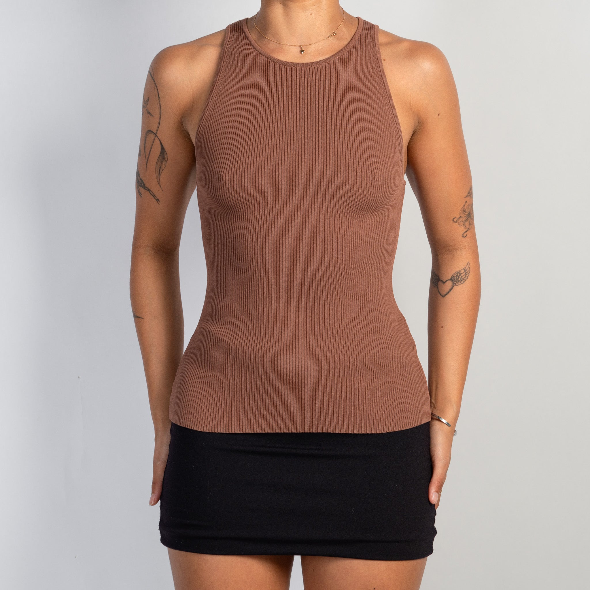 BROWN RIB TANK TOP