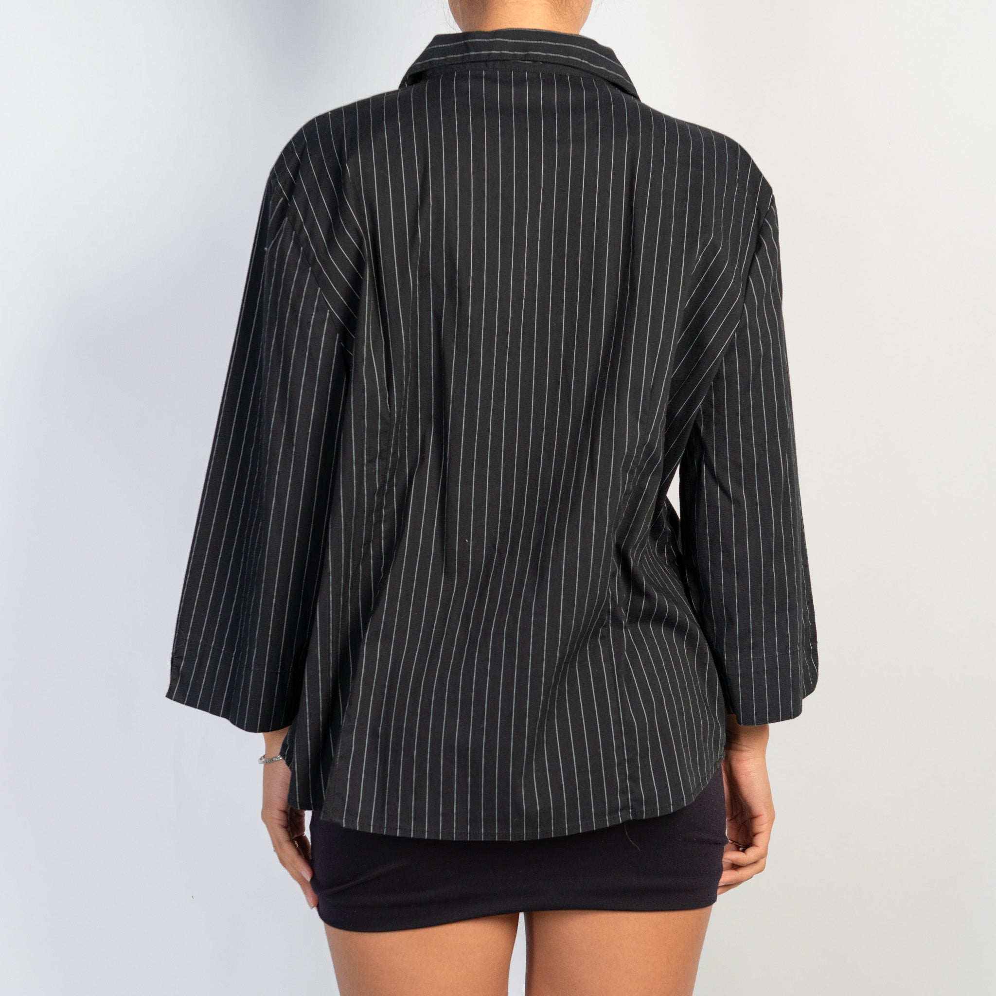 BLACK PINSTRIPE BLOUSE