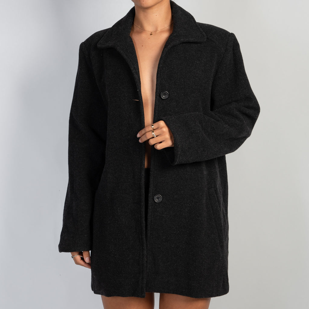CHARCOAL WOOL COAT