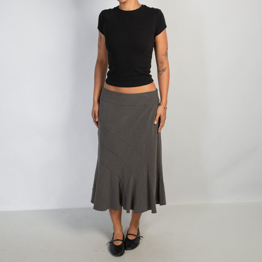 GREY A LINE MIDI SKIRT