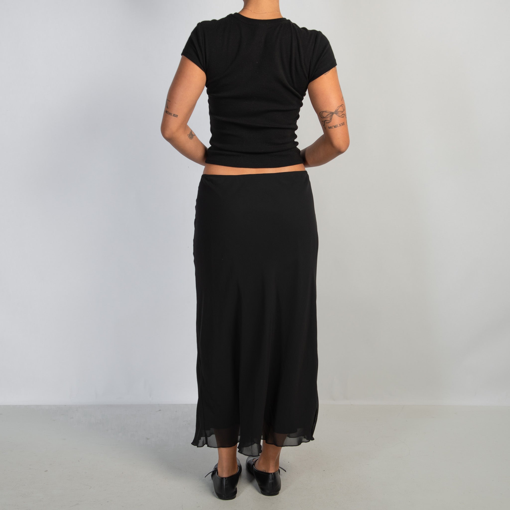 BLACK SLIP MAXI SKIRT