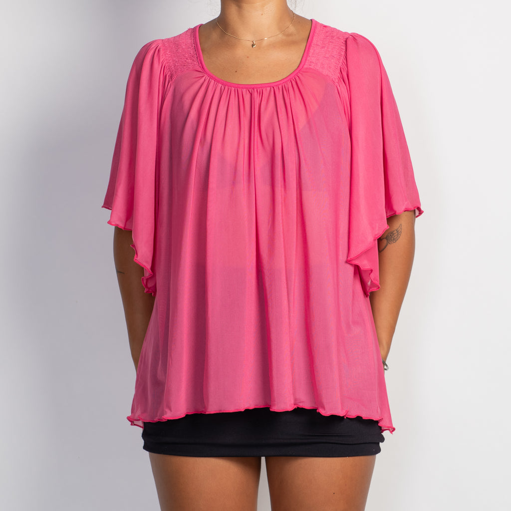HOT PINK MESH TOP