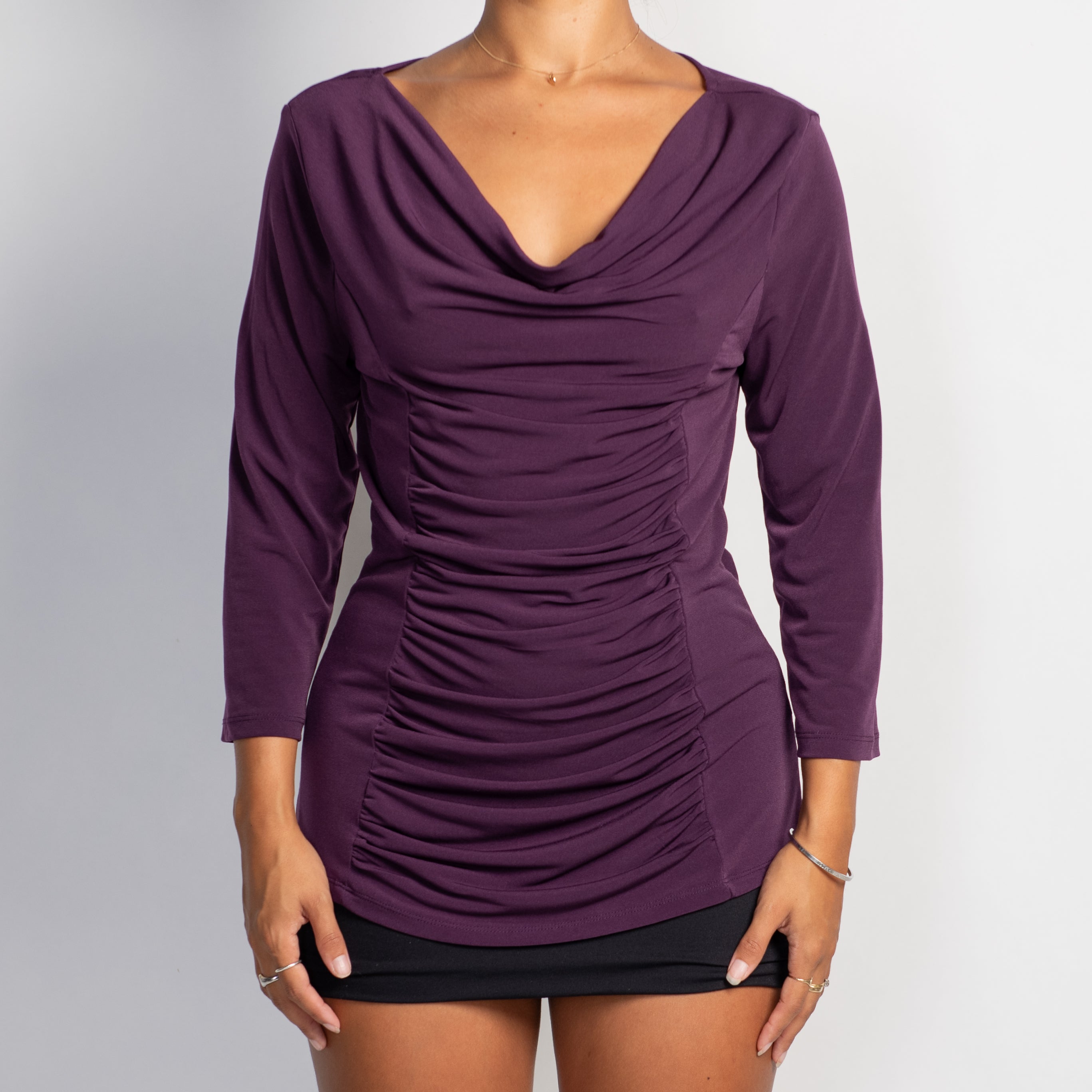 PURPLE COWL NECK TOP