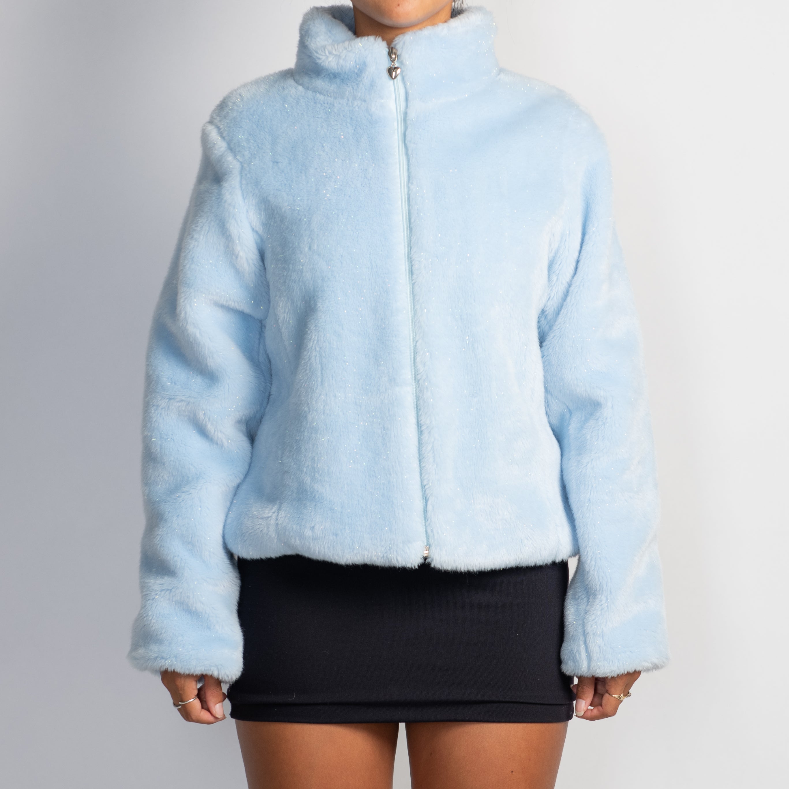 BLUE FAUX FUR JACKET