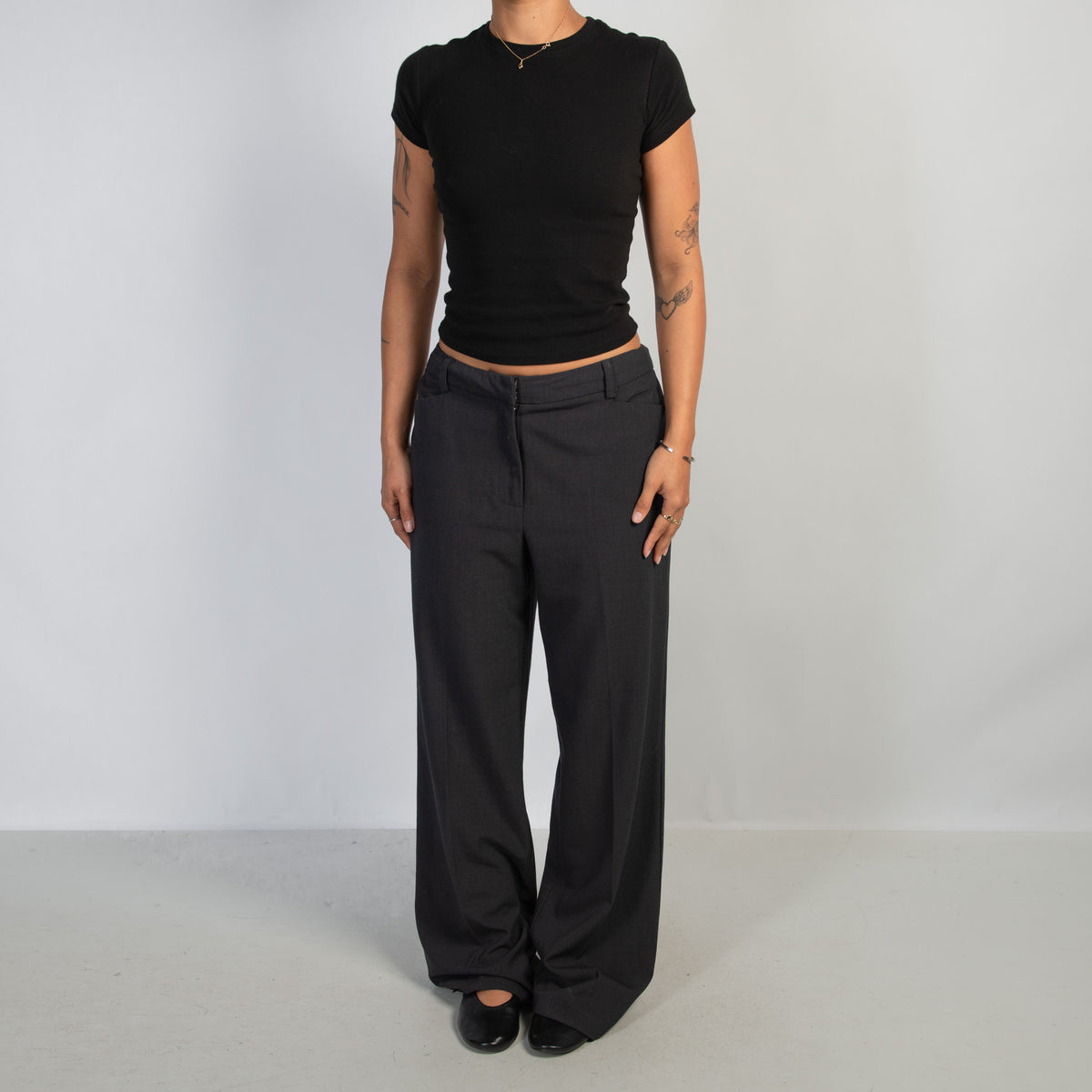 NAVY WIDE LEG TROUSERS