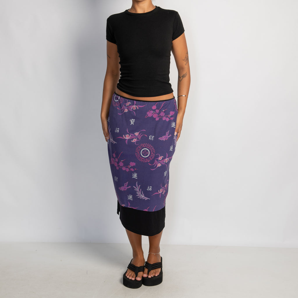 PURPLE PATTERN MIDI SKIRT