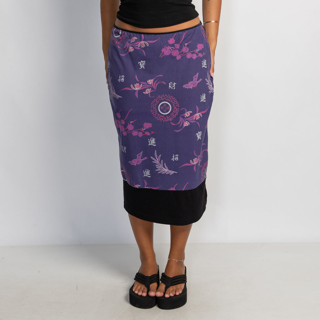 PURPLE PATTERN MIDI SKIRT