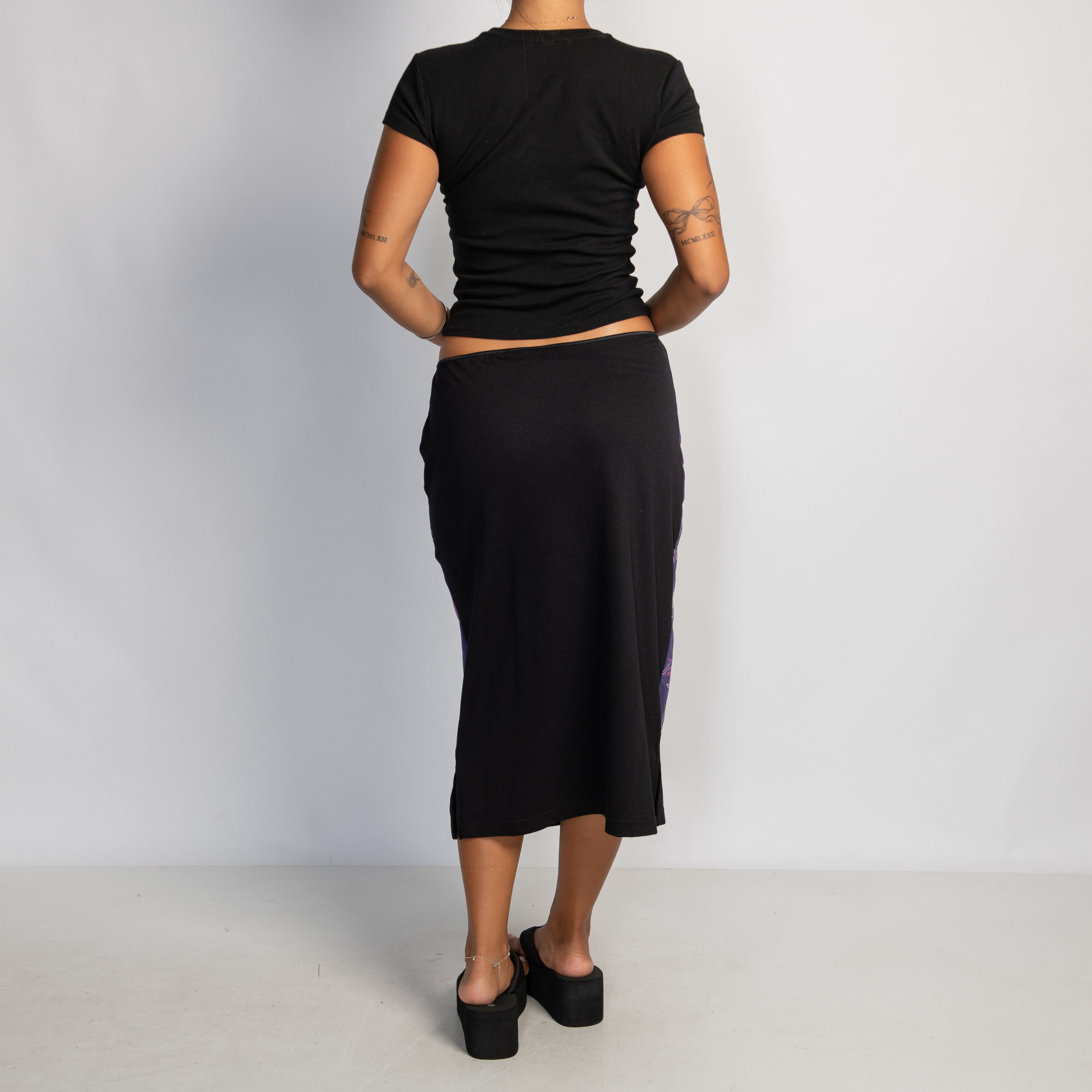 PURPLE PATTERN MIDI SKIRT