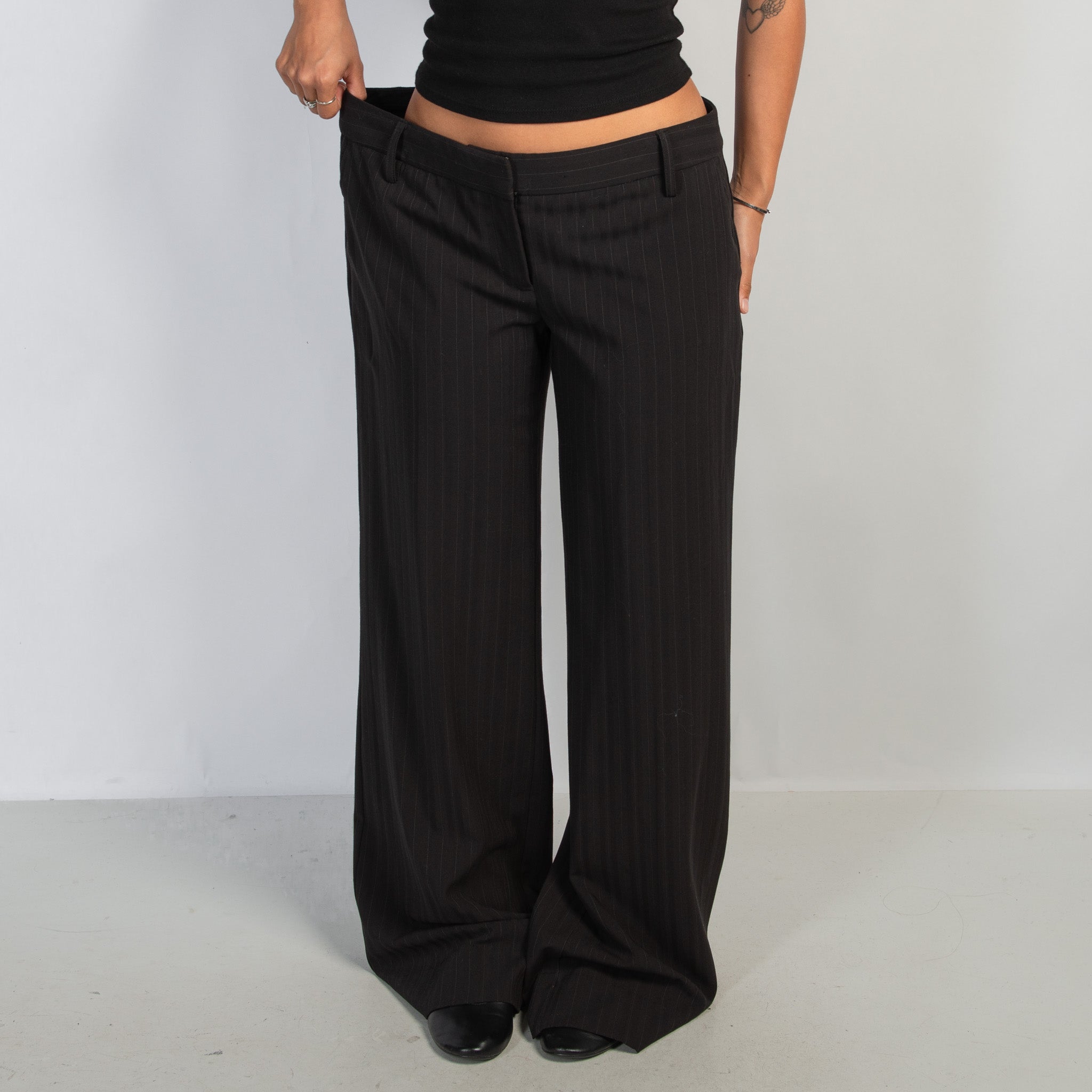 BLACK WIDE LEG TROUSERS