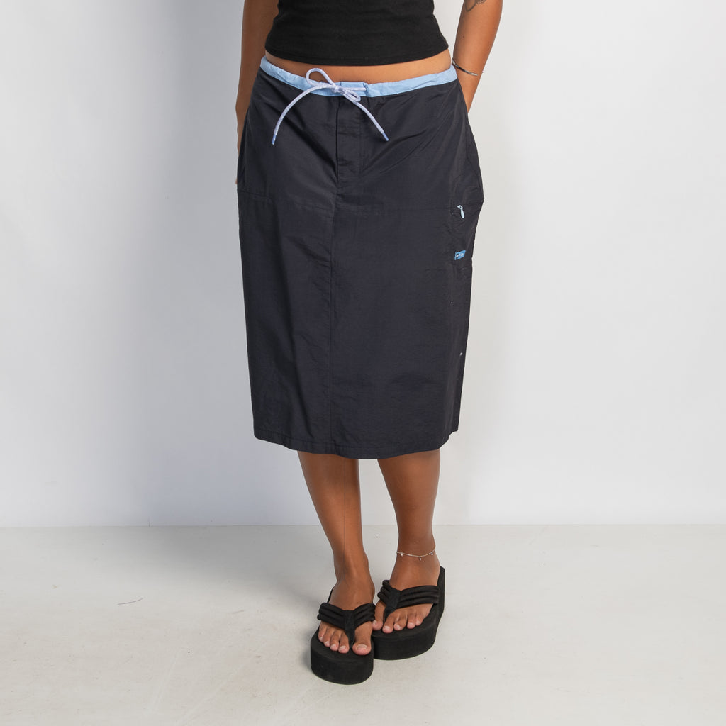 BLUE TRIM NYLON MIDI SKIRT