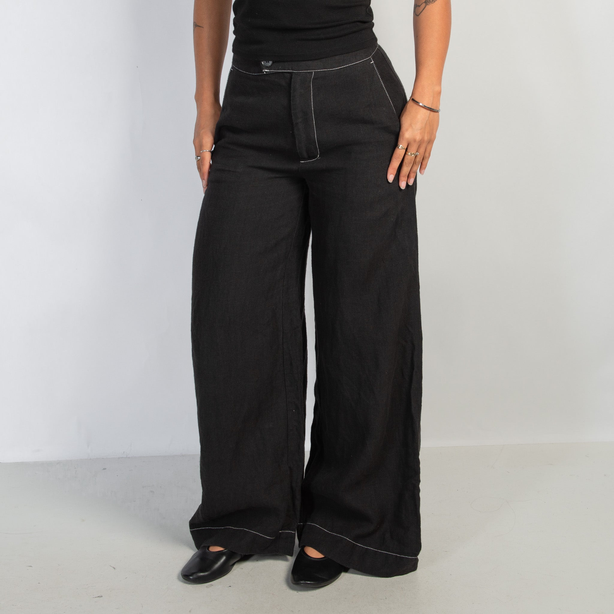 WIDE LEG LINEN TROUSERS