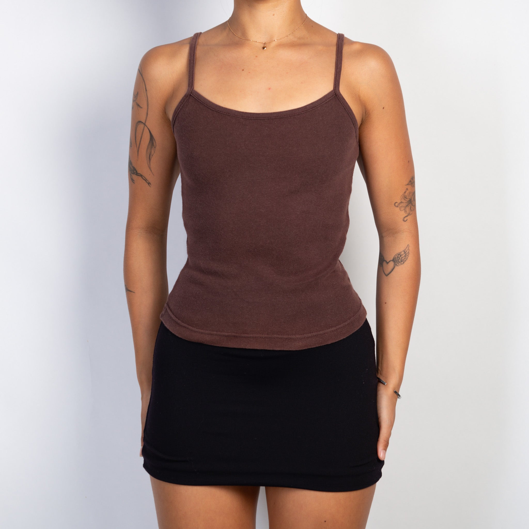BROWN COTTON TANK TOP