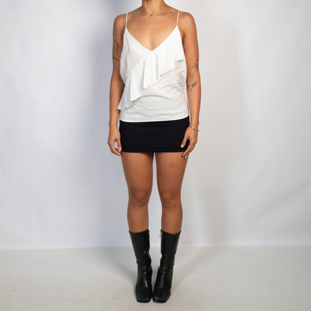 WHITE RUFFLE CAMISOLE