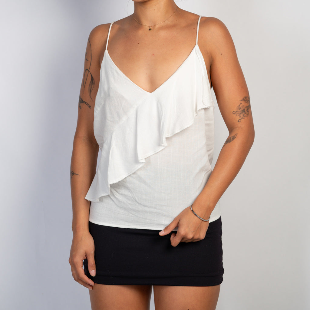 WHITE RUFFLE CAMISOLE