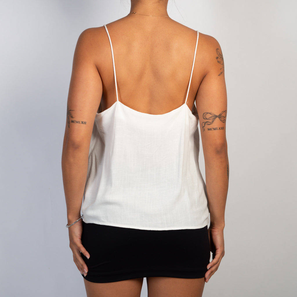 WHITE RUFFLE CAMISOLE