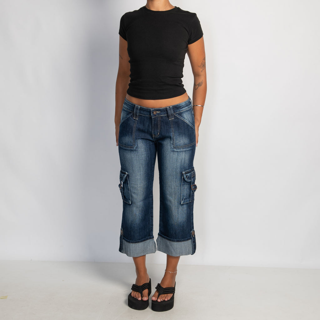 DENIM CUFF CARGO JEANS