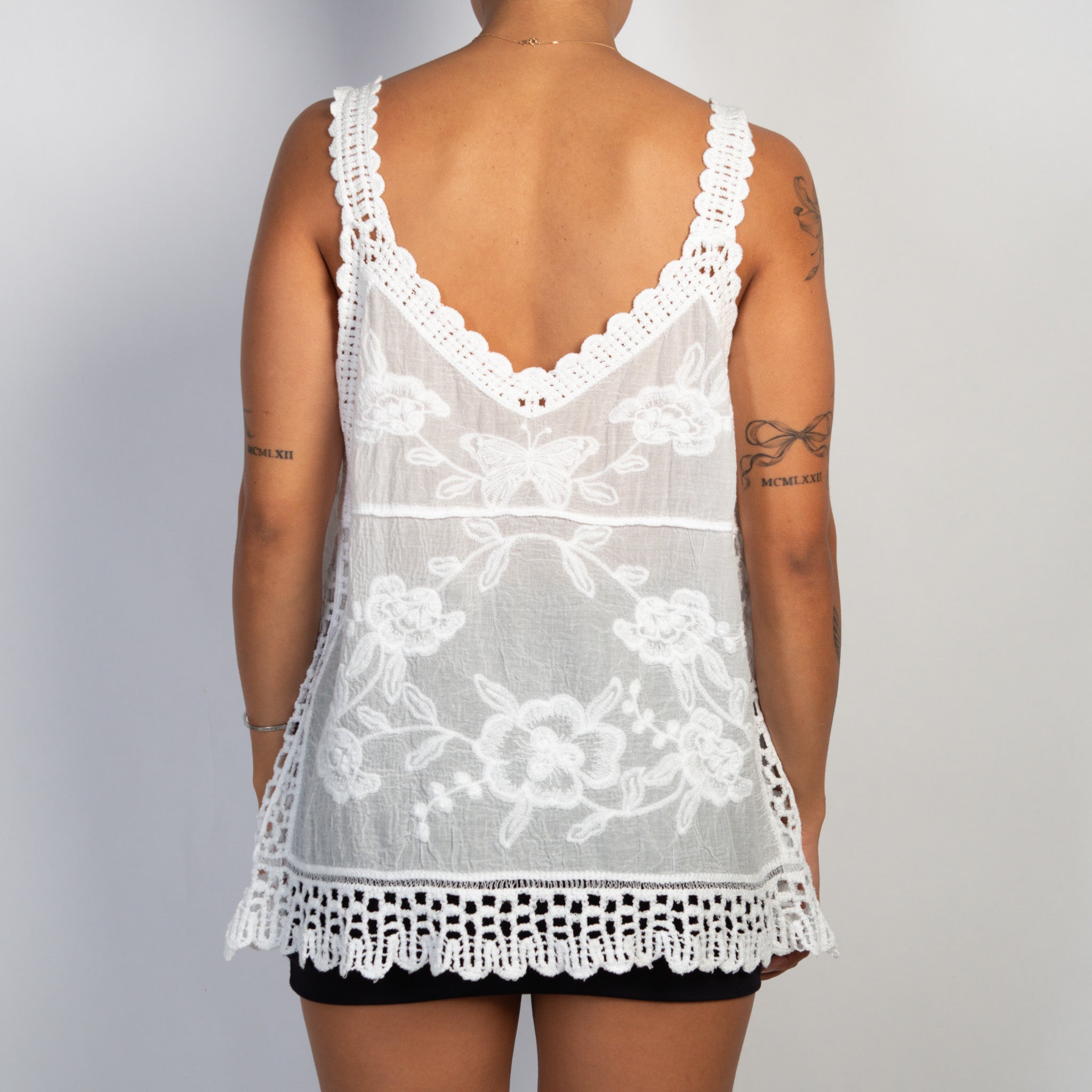 WHITE COTTON CROCHET TOP