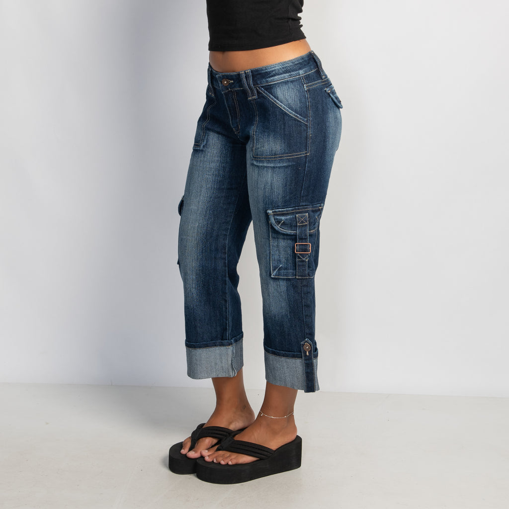 DENIM CUFF CARGO JEANS