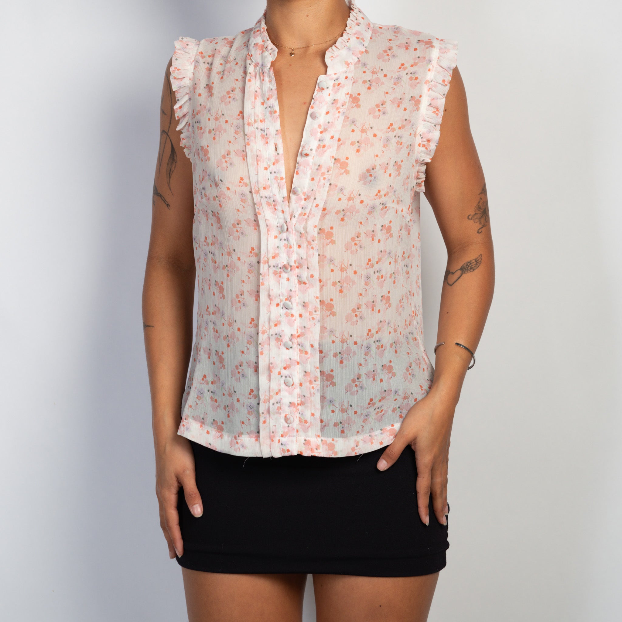SHEER PINK FLORAL BLOUSE