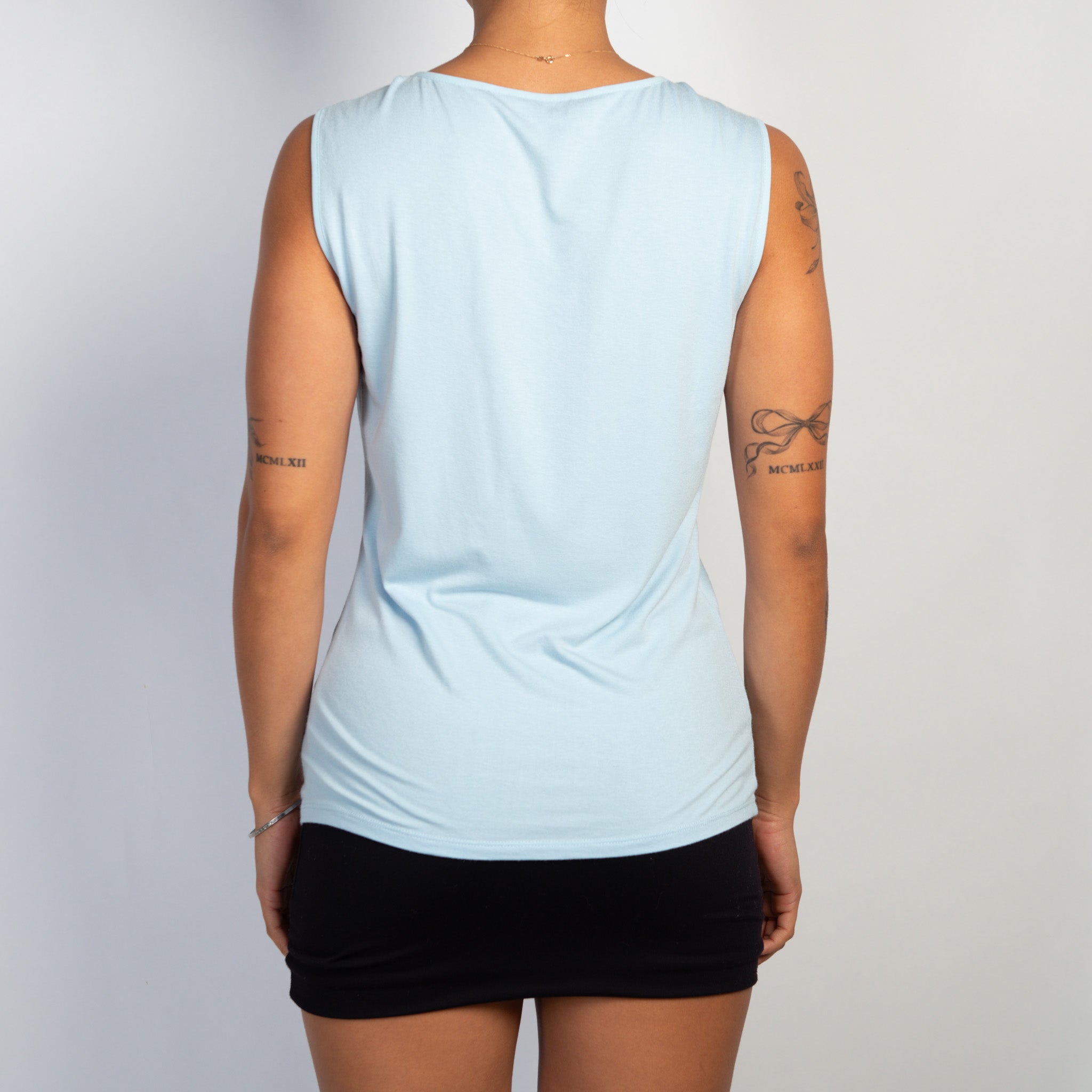 BLUE PLEATED TANK TOP