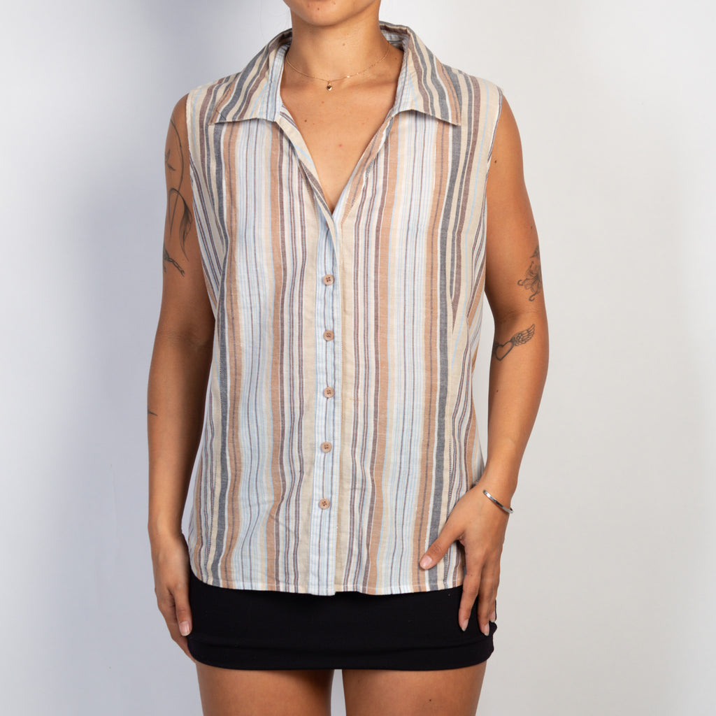 STRIPE SLEEVELESS BLOUSE