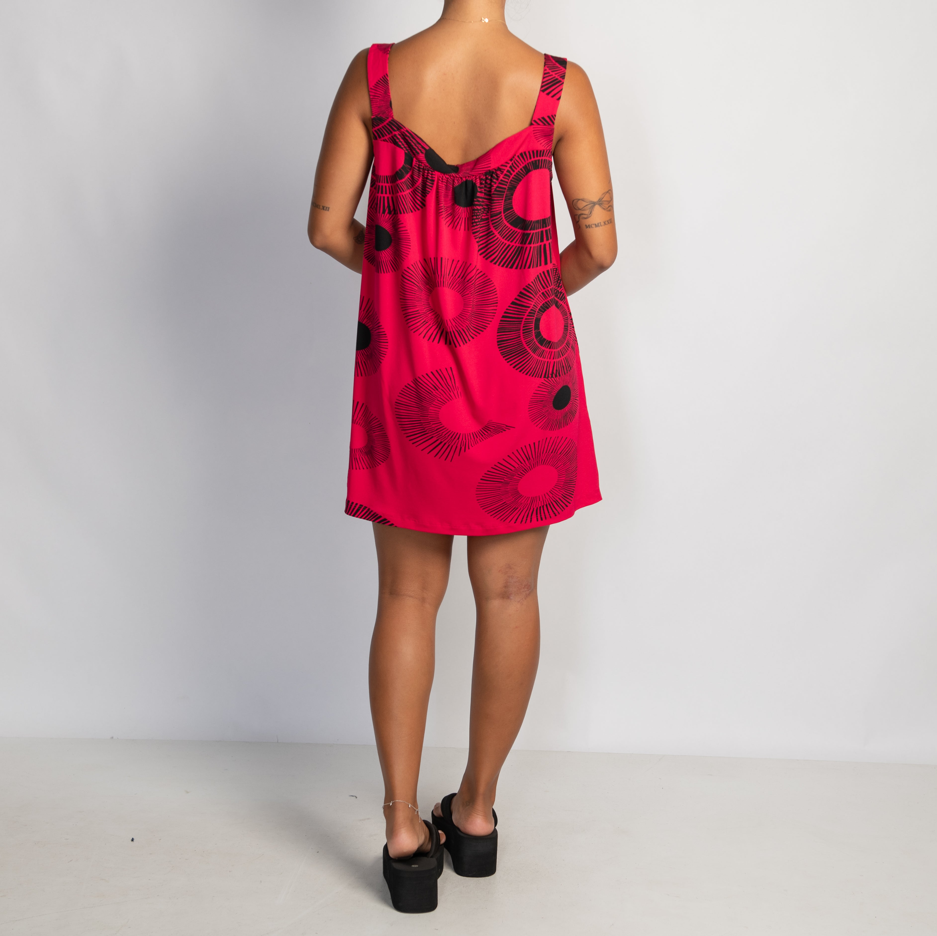 HOT PINK PATTERN MINI DRESS