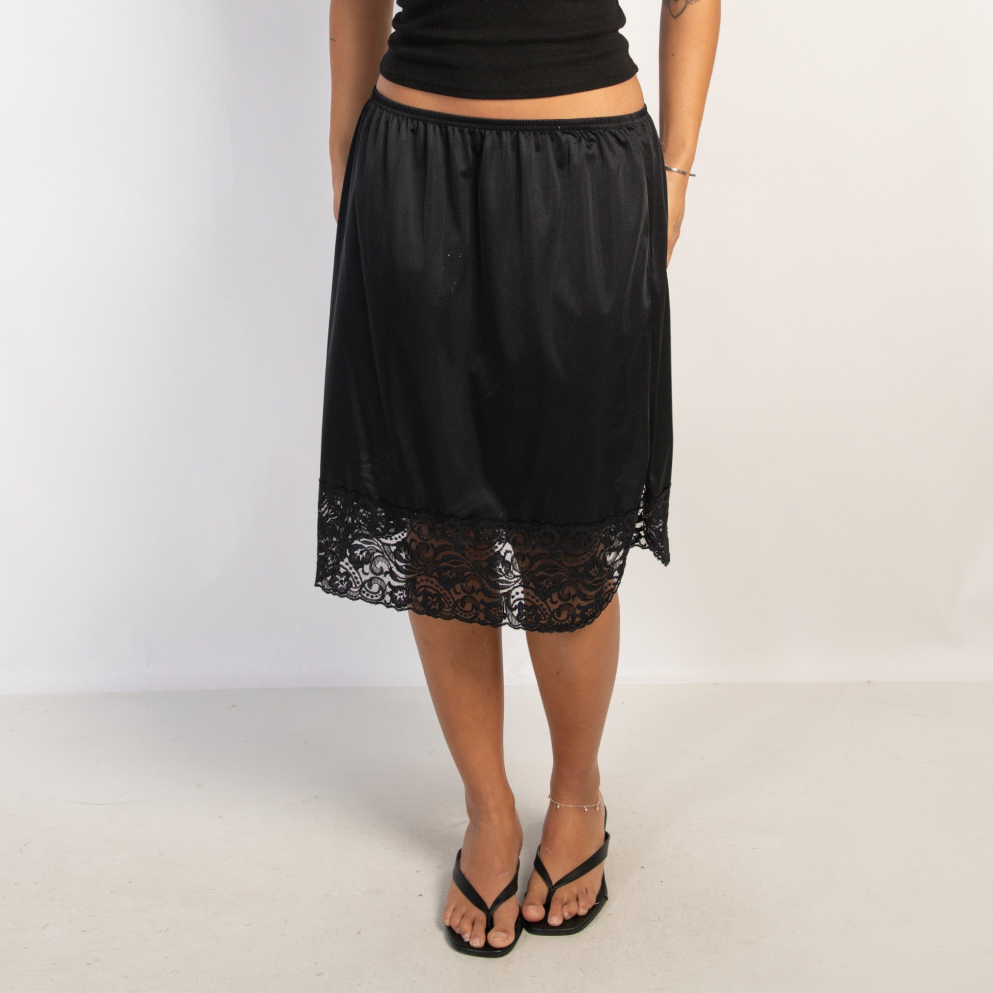 BLACK SLIP SKIRT
