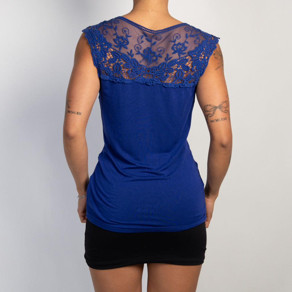 COBALT COWL NECK TOP