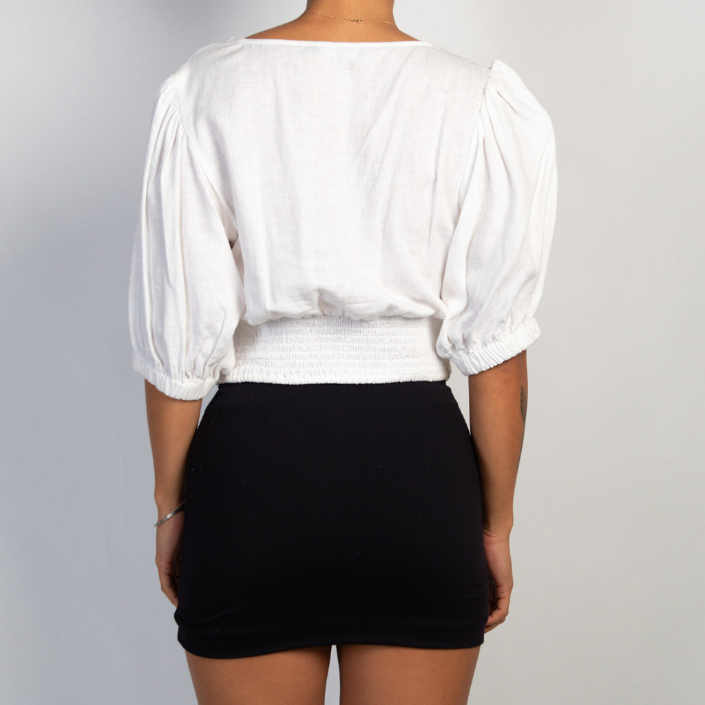 WHITE LINEN TOP